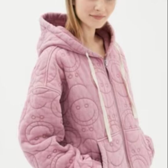 Urban Outfitters Quilted smiley zip up hoodie - oversized - Picture 4 of 5